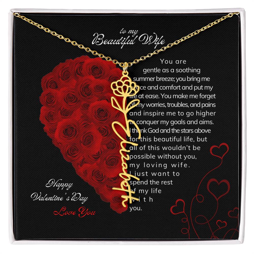 To My Beautiful Wife - Flower Name Necklace