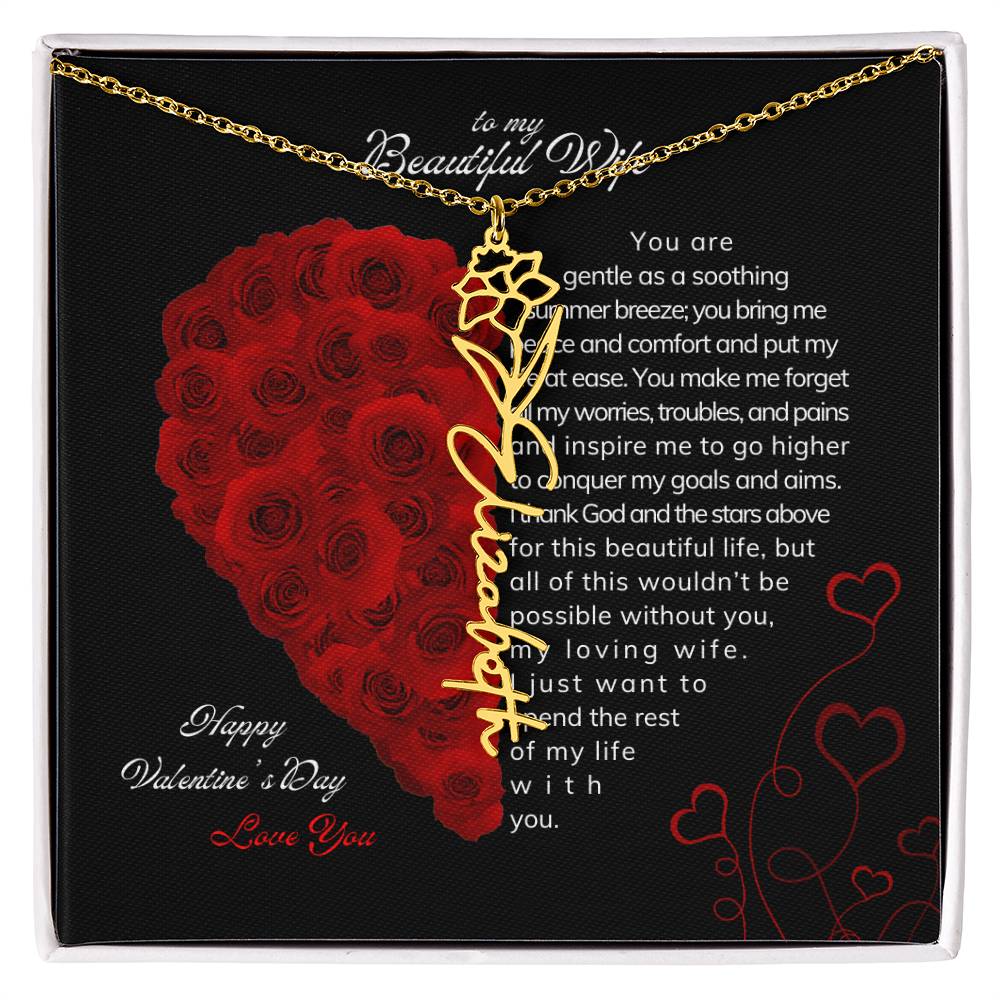 To My Beautiful Wife - Flower Name Necklace