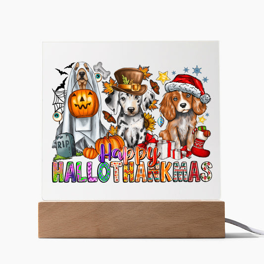 Happy Hallothankmas - Acrylic Square Plaque