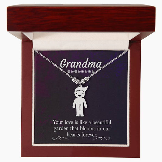 Gift for Grandma - Beautiful Garden - Kid Charm Necklace