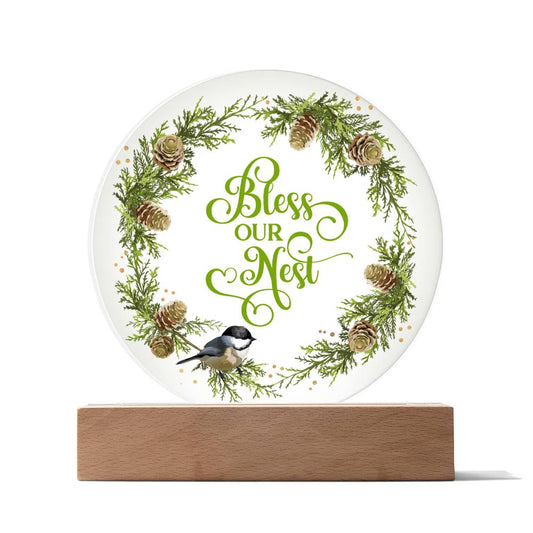 Bless Our Nest - Acrylic Circle Plaque
