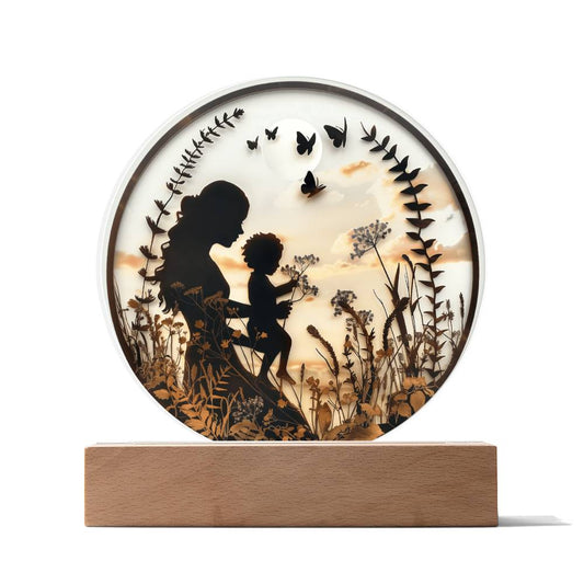 Mother and Child Pressed Flowers Acrylic Plaque