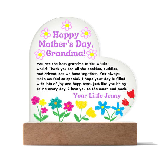 Happy Mother's Day Grandma Acrylic Heart Plaque