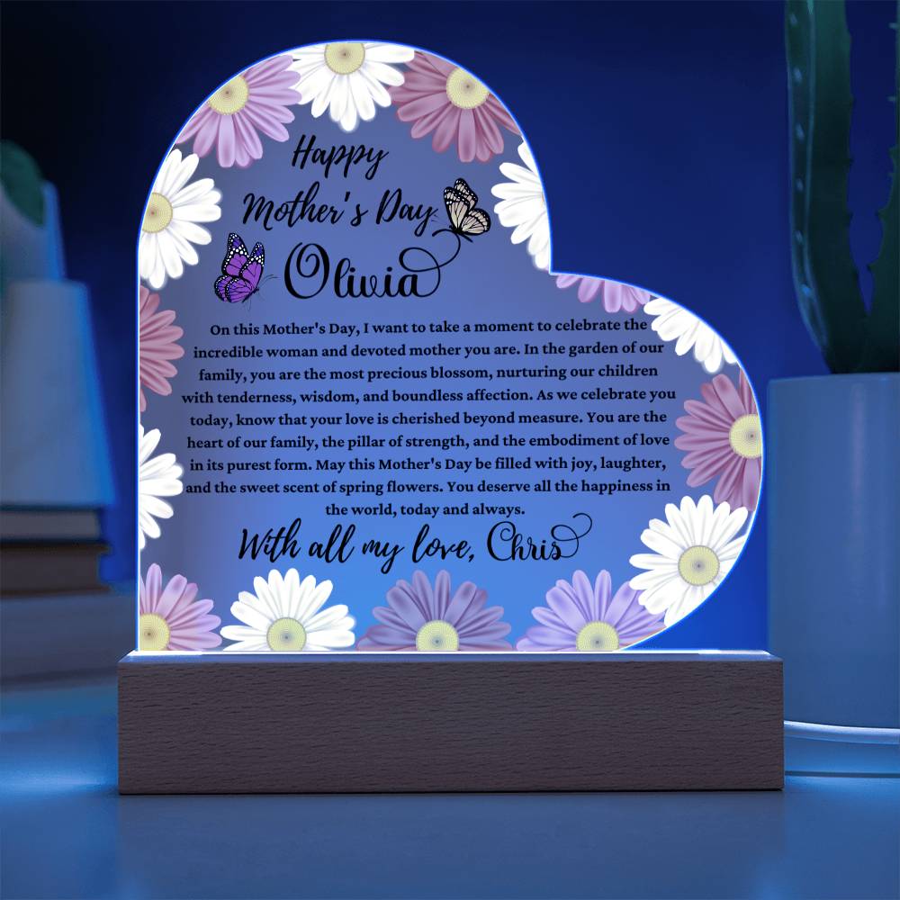 Happy Mother's Day Acrylic Heart Plaque