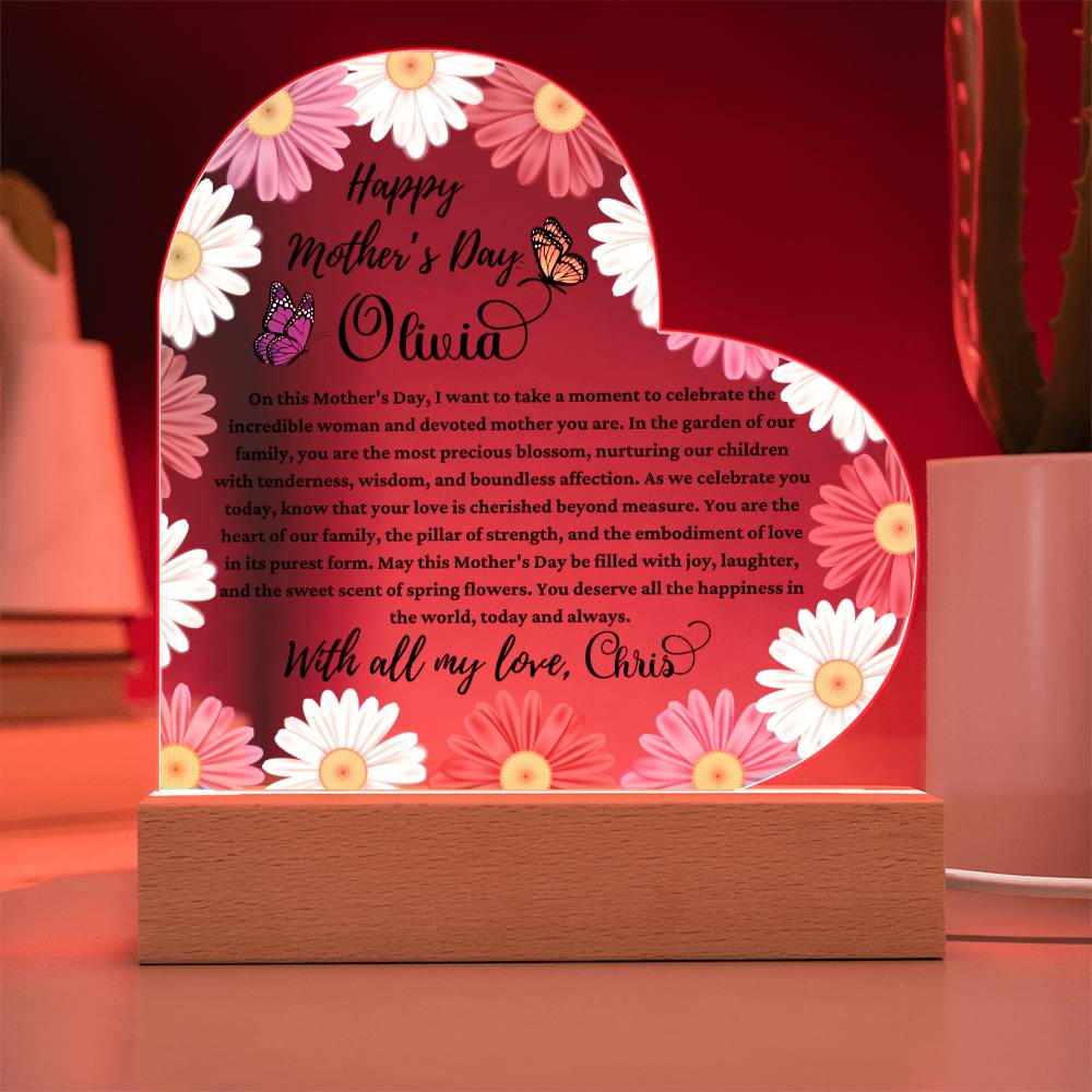 Happy Mother's Day Acrylic Heart Plaque