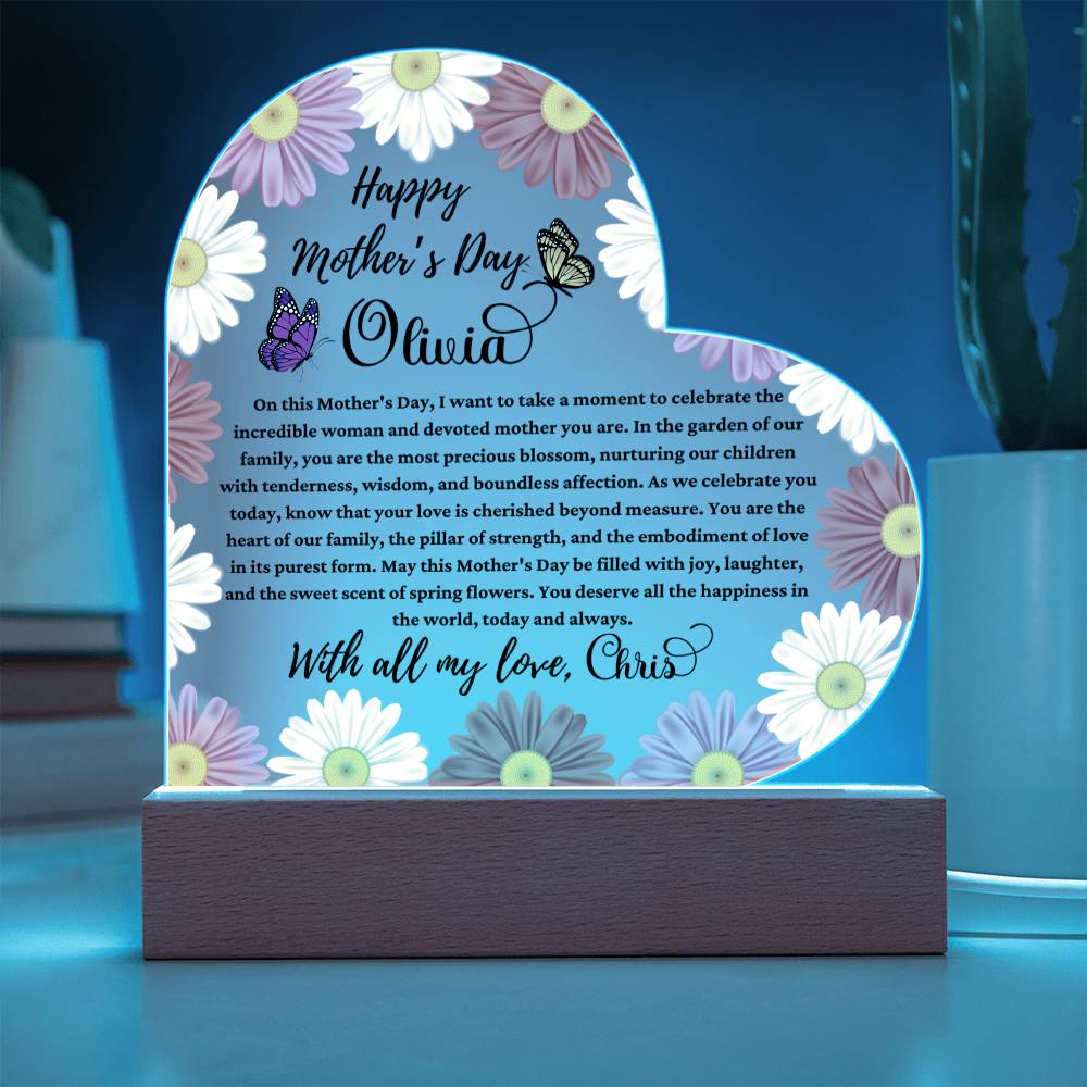 Happy Mother's Day Acrylic Heart Plaque