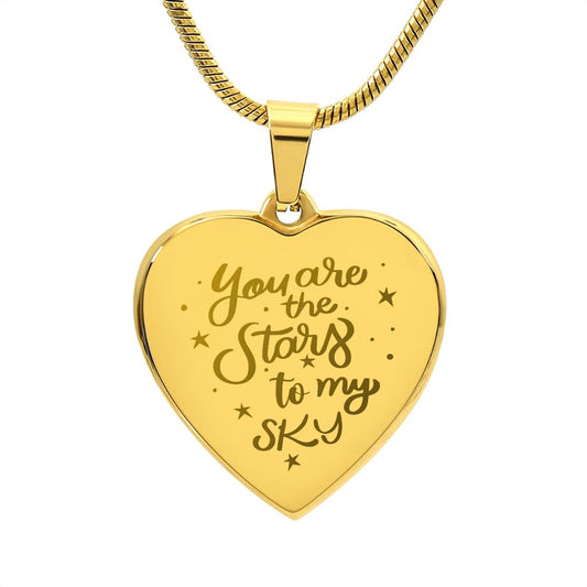 Stars to My Sky - Engraved Heart Necklace