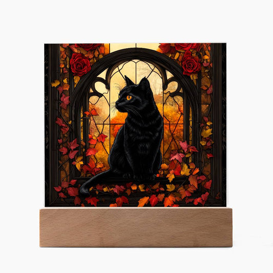 Black Cat Acrylic Square Plaque