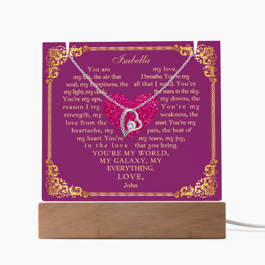 Personalized Love Poem Keepsake Acrylic and Forever Love Necklace