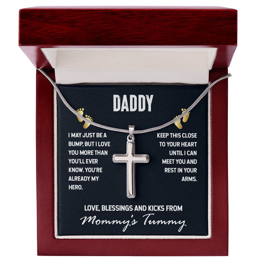 Gift for Dad to Be - You're Already My Hero - Cross Necklace