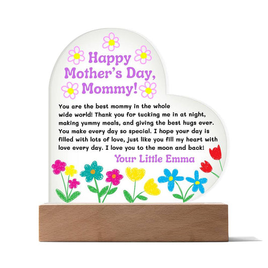 Happy Mother's Day Mommy Acrylic Heart Plaque