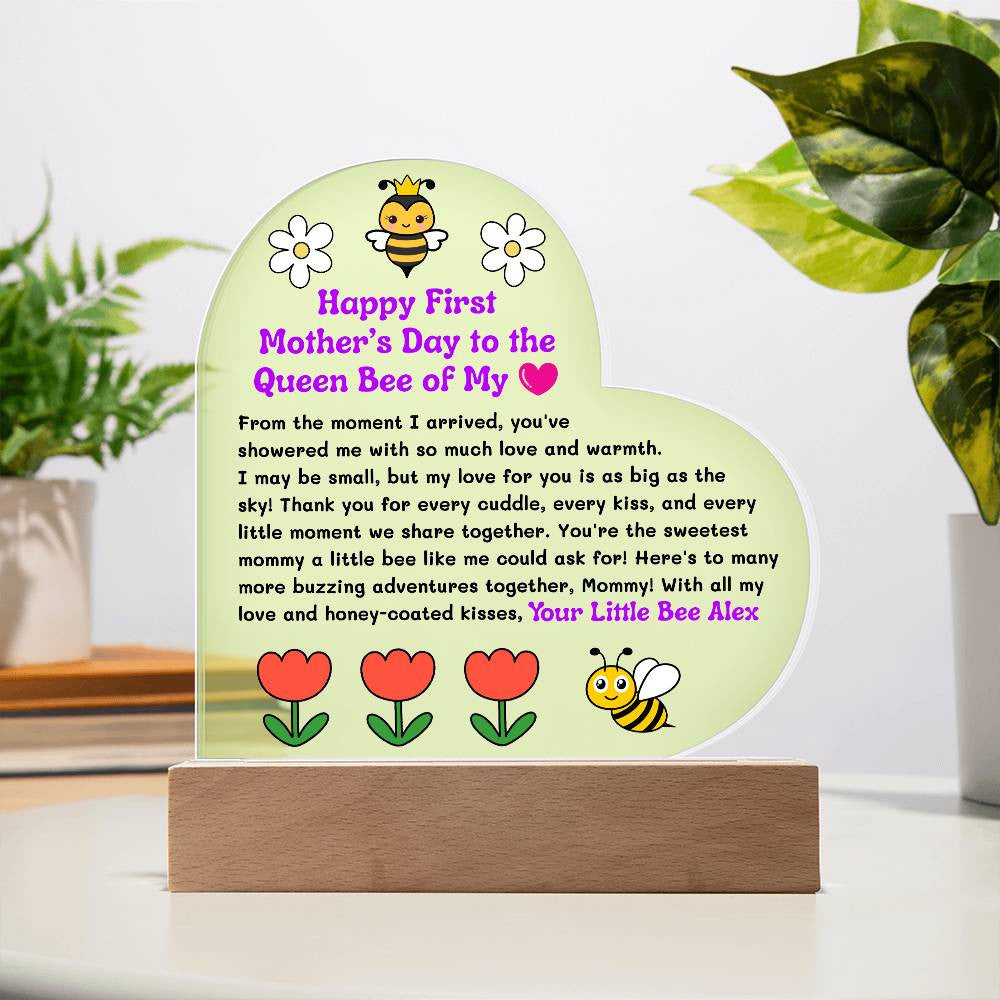 Happy First Mother's Day Acrylic Heart Plaque