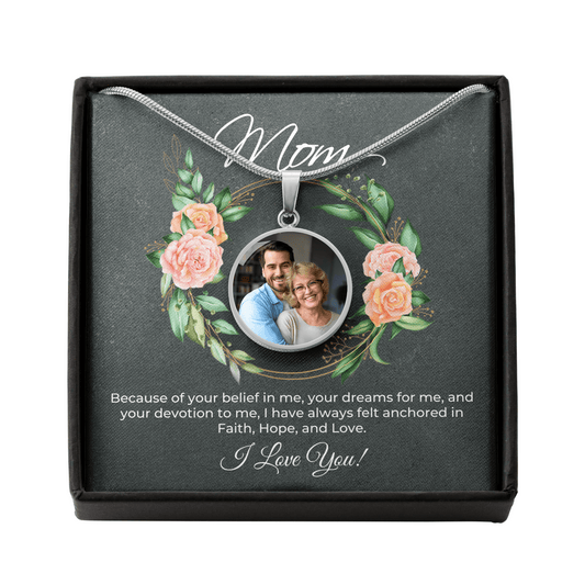 Gift for Mom - Faith, Hope, and Love - Personalized Circle Necklace